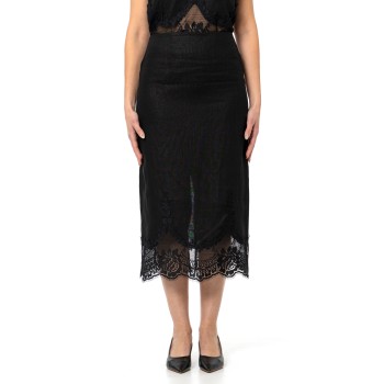 Gonna con pizzo intarsiato e spacco Twinset