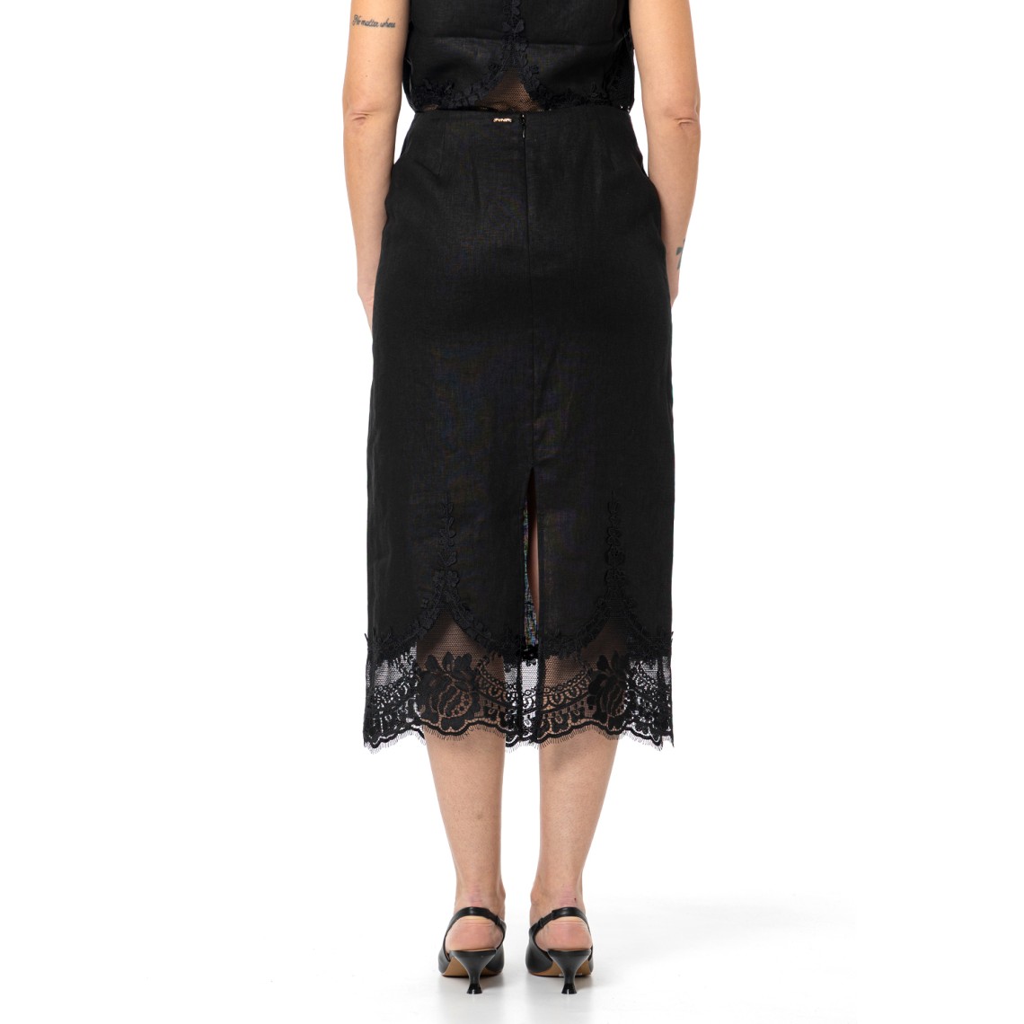 Gonna con pizzo intarsiato e spacco Twinset