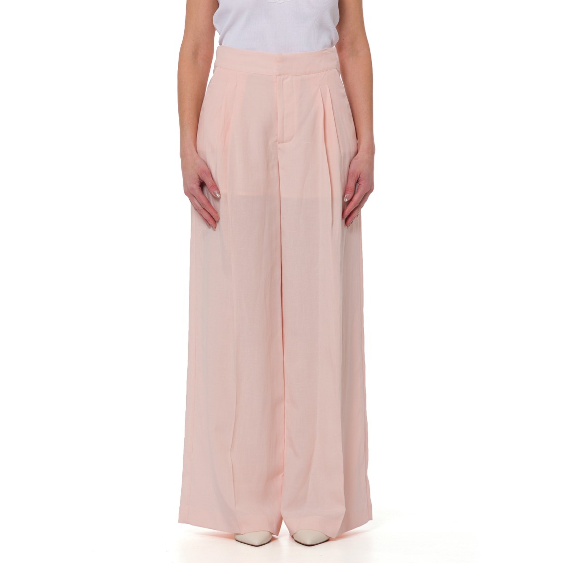 Pantaloni ampi in misto lino Twinset