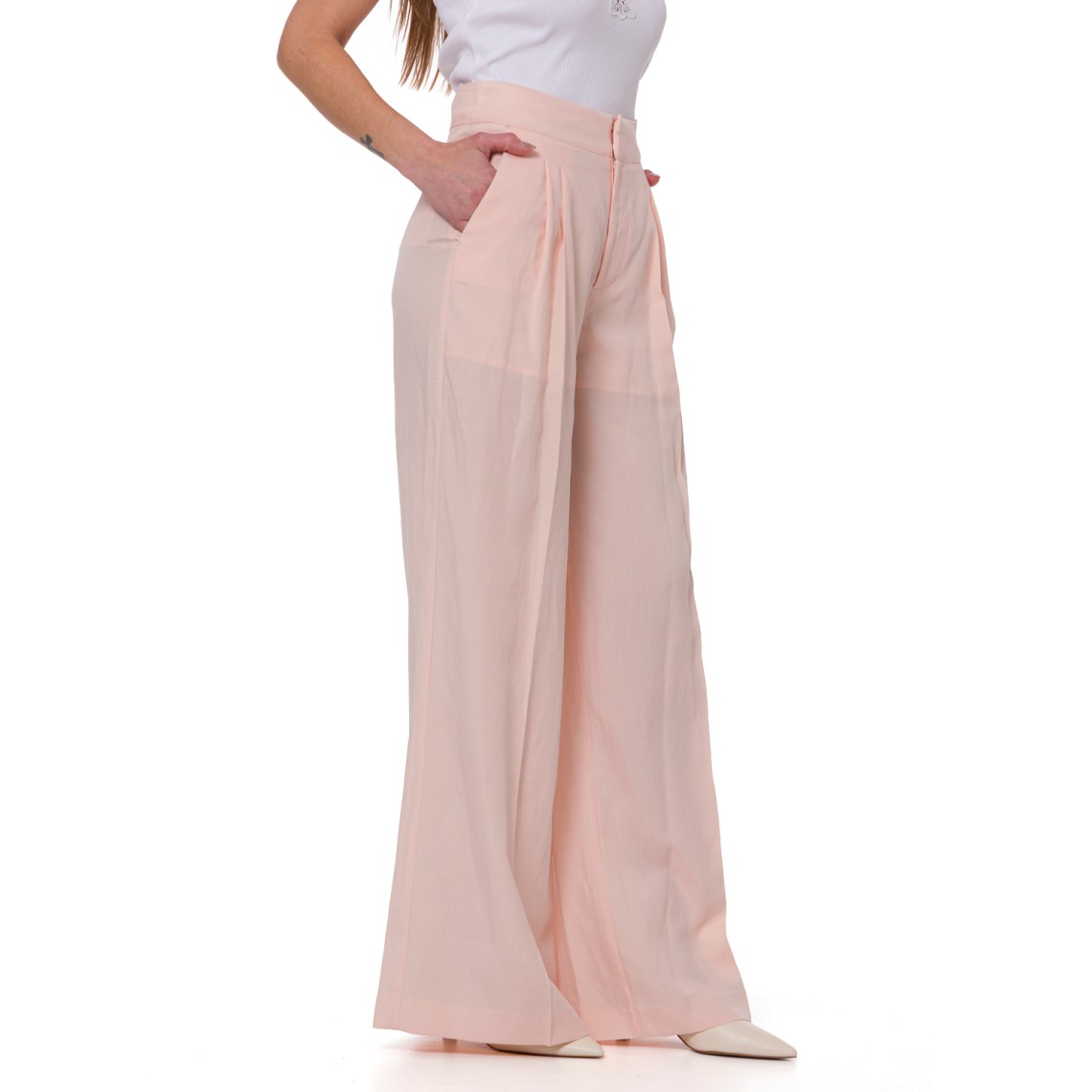 Pantaloni ampi in misto lino Twinset