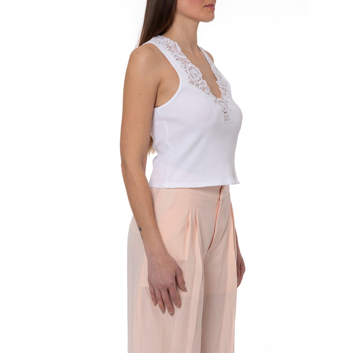 Top a costine con pizzo Twinset