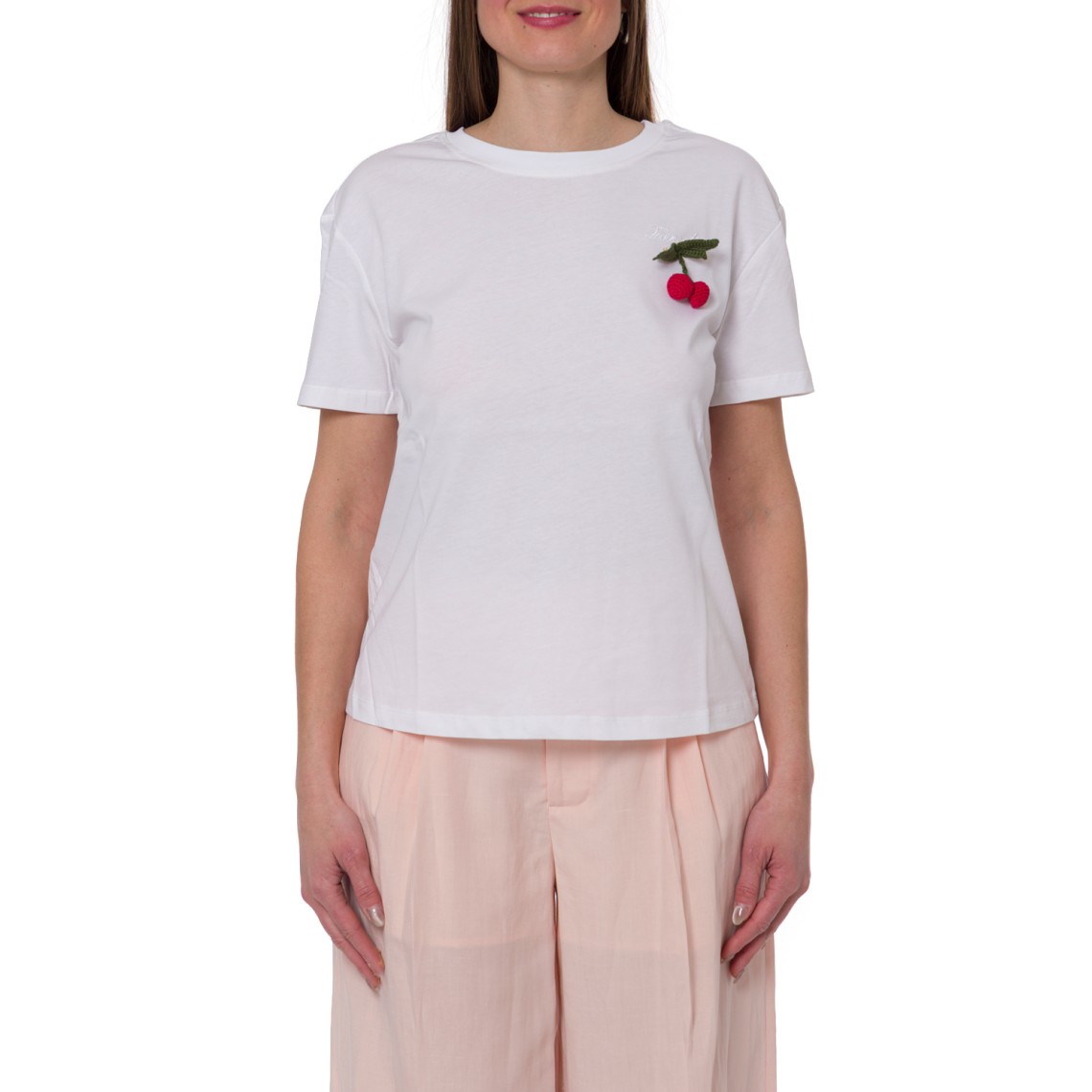 T-shirt regular con spilla crochet Twinset