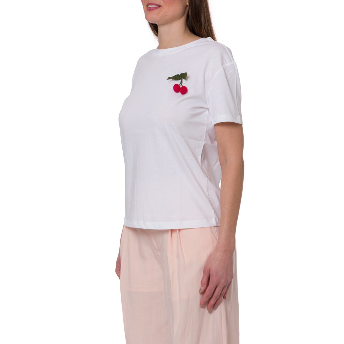 T-shirt regular con spilla crochet Twinset