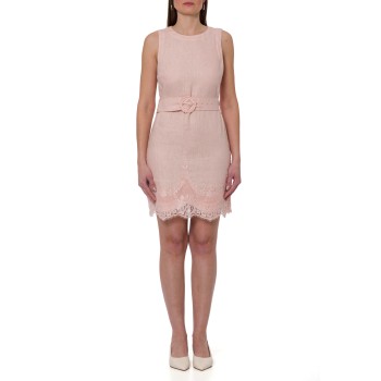 Abito corto in lino con pizzo Twinset