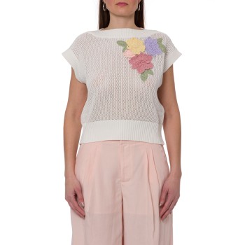 Top in maglia con fiori Twinset