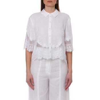 Camicia in lino con pizzo Twinset
