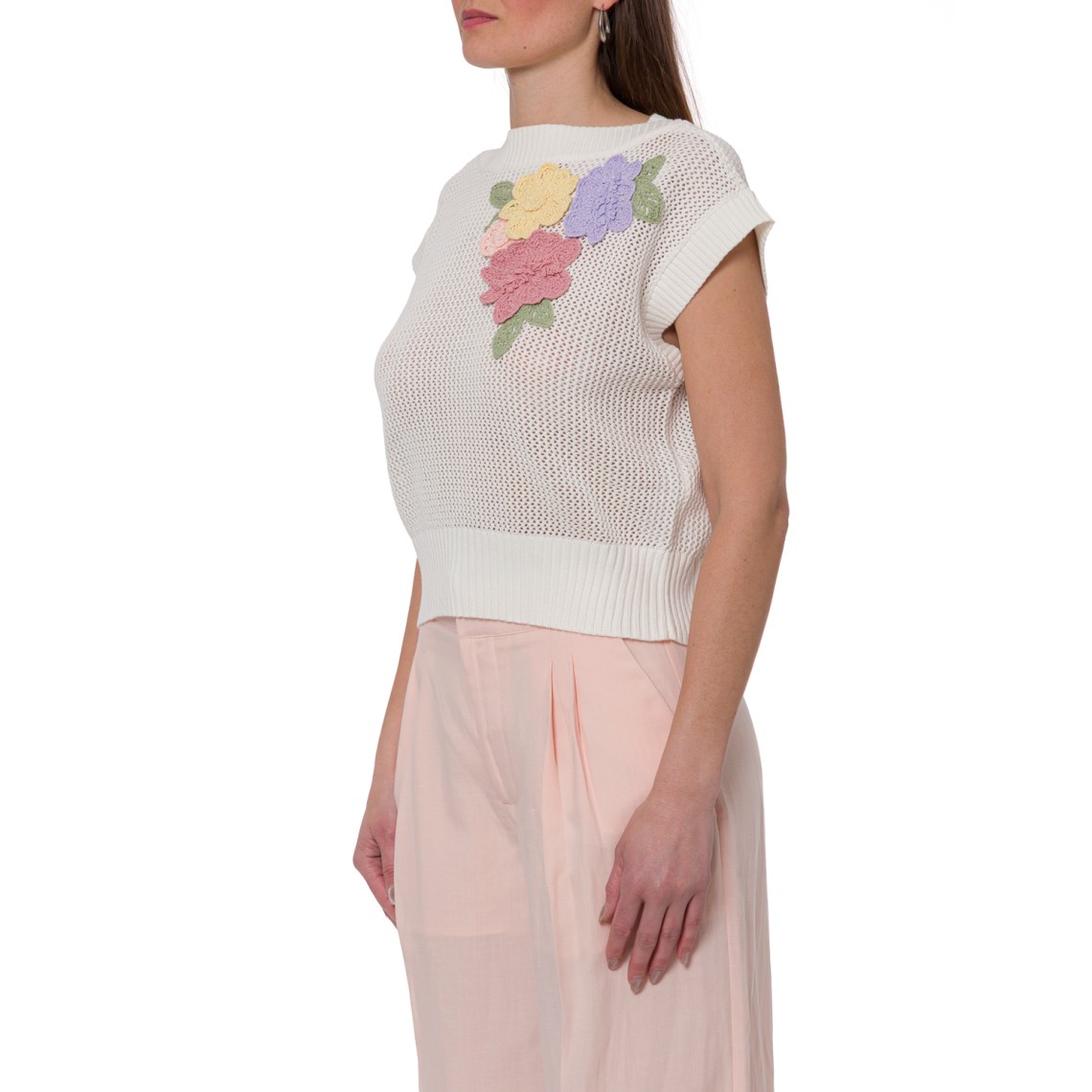 Top in maglia con fiori Twinset