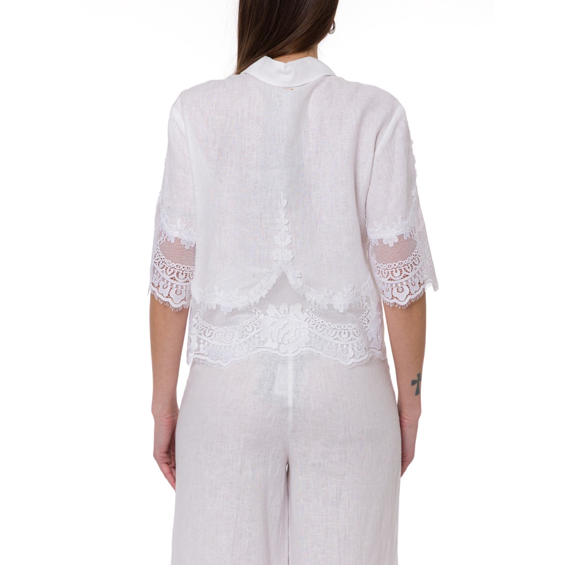 Camicia in lino con pizzo Twinset