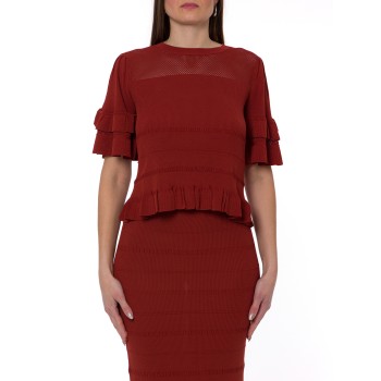 Maglia a costine e rete con volant Twinset