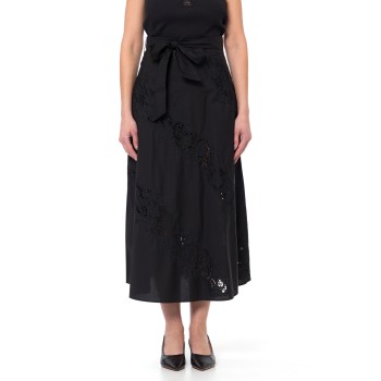 Gonna lunga in popeline e sangallo Twinset