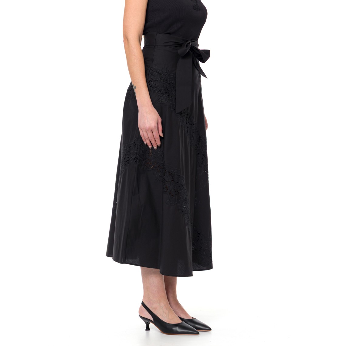 Gonna lunga in popeline e sangallo Twinset