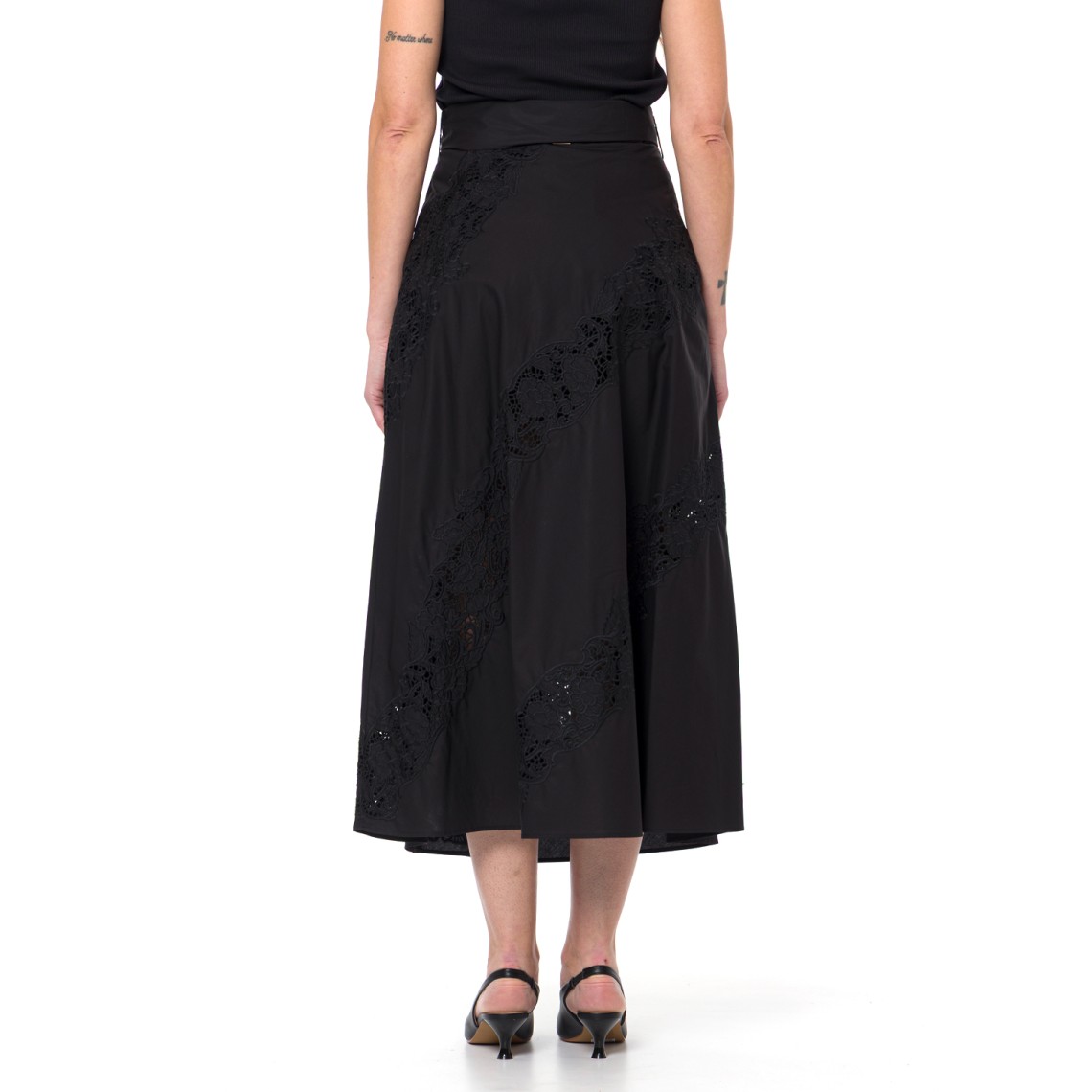 Gonna lunga in popeline e sangallo Twinset