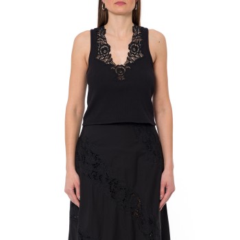 Top a costine con pizzo Twinset