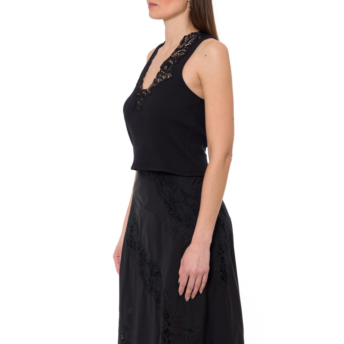 Top a costine con pizzo Twinset