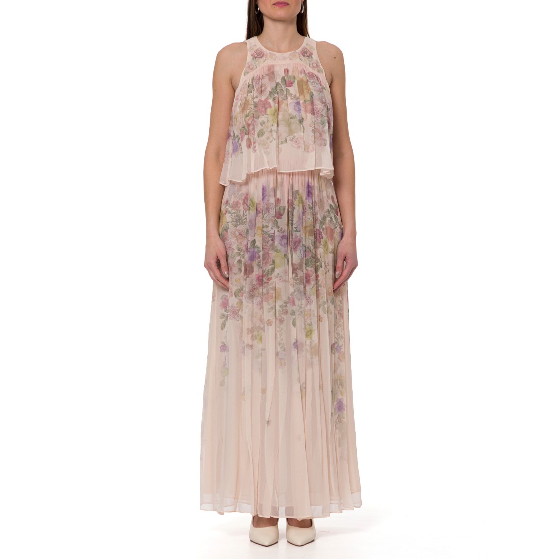 Abito lungo in creponne a fiori Twinset