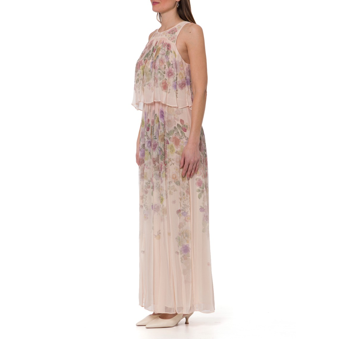 Abito lungo in creponne a fiori Twinset