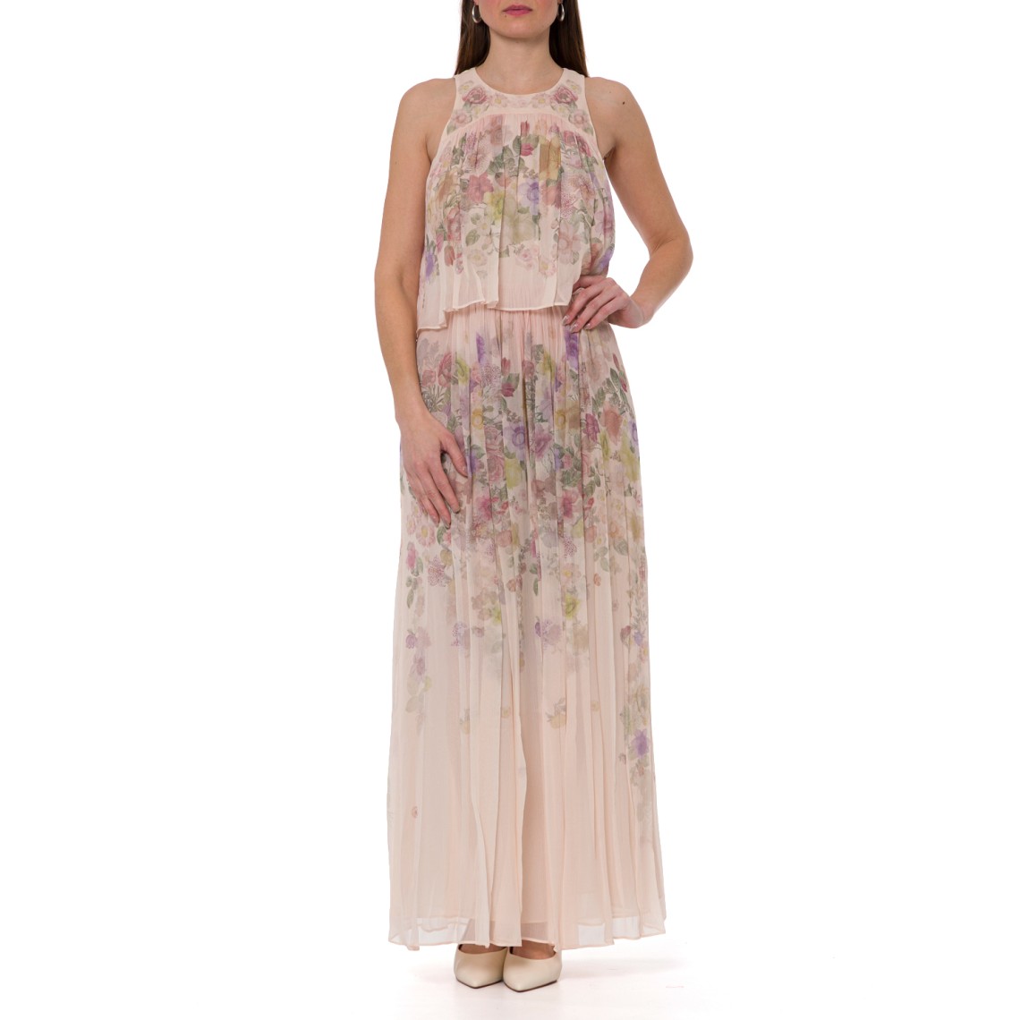 Abito lungo in creponne a fiori Twinset