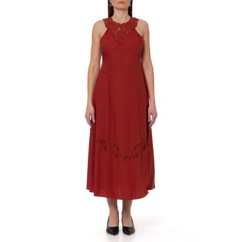 Abito lungo in popeline e sangallo Twinset