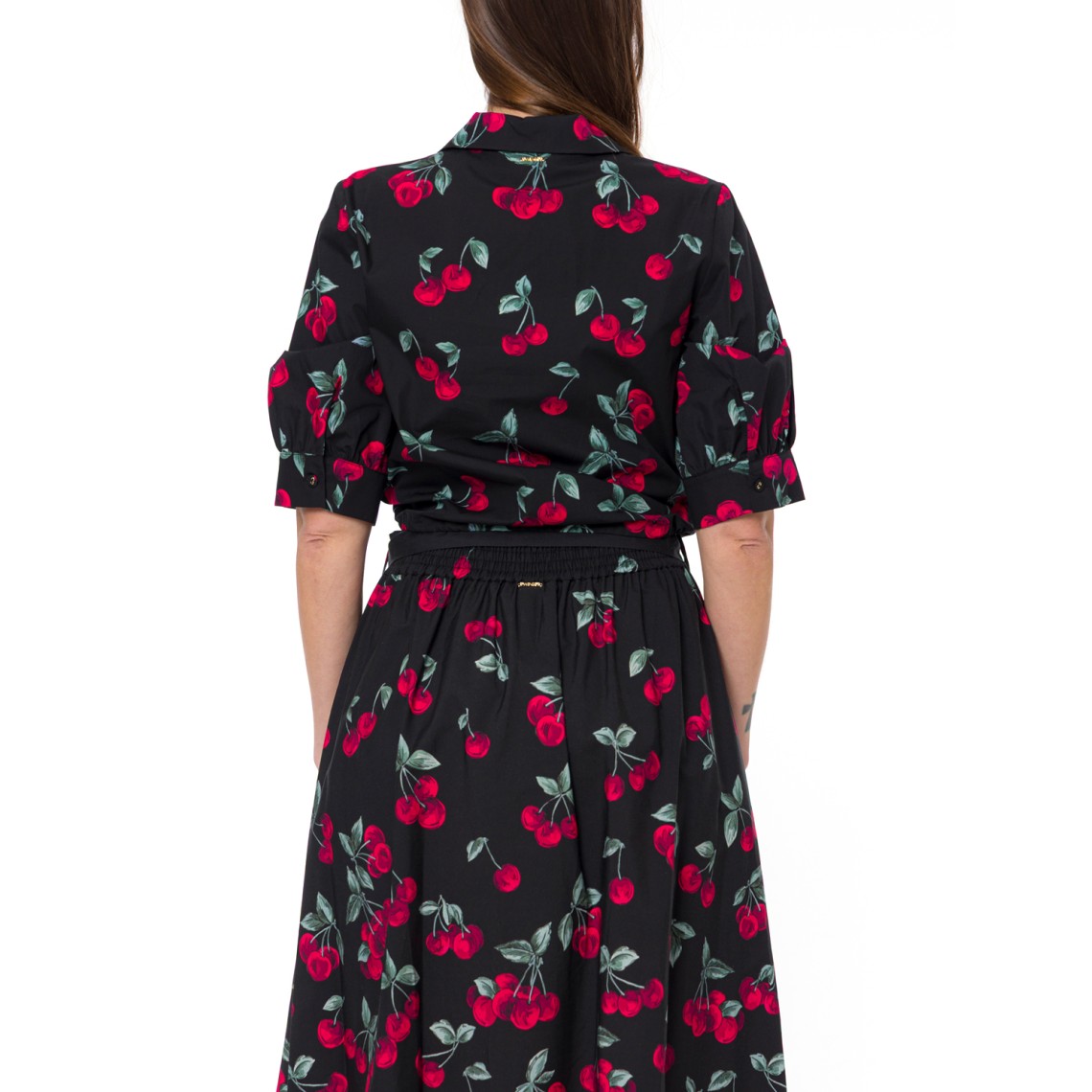 Camicia cropped in popeline con stampa ciliegie Twinset