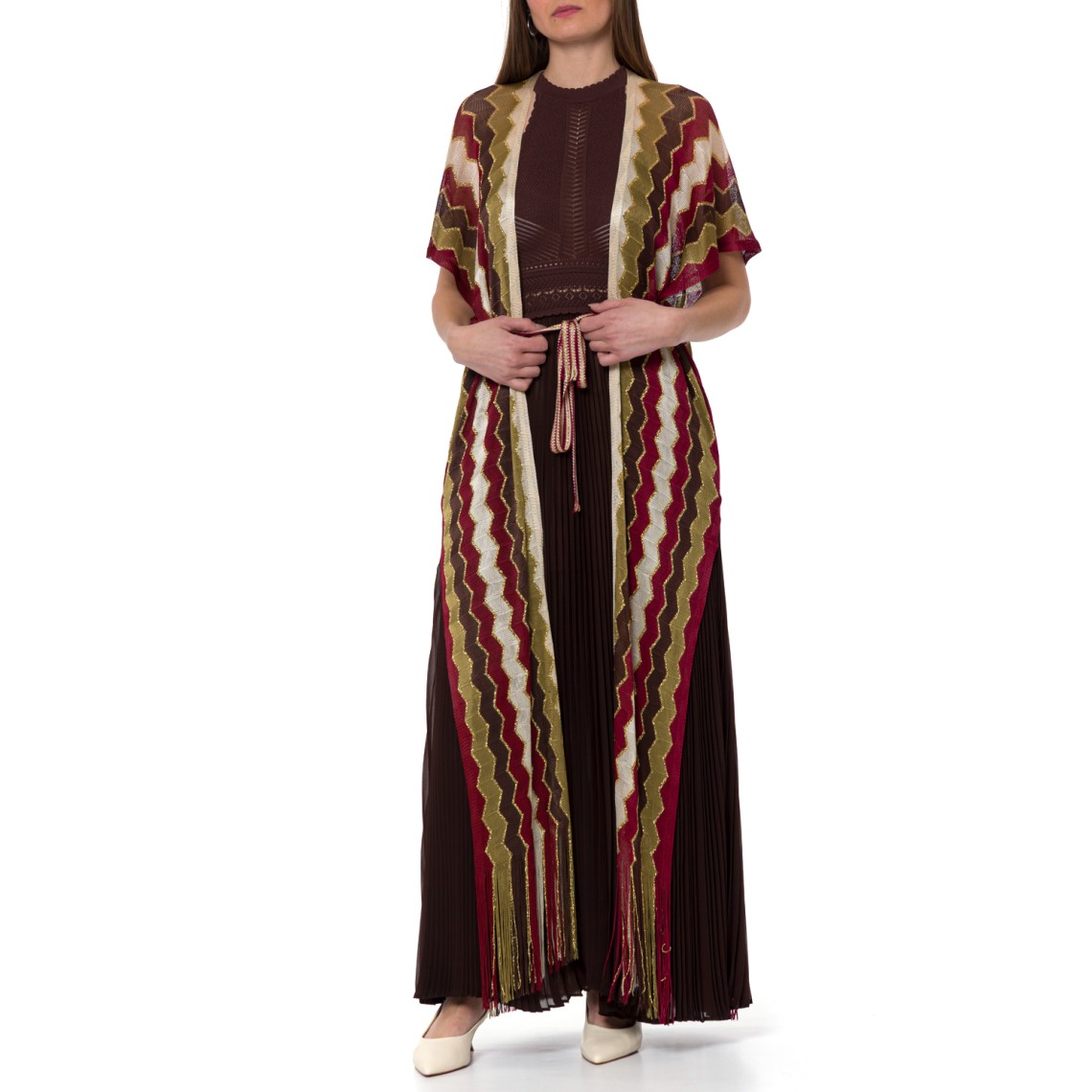 Caftano lungo a righe multicolor Twinset 