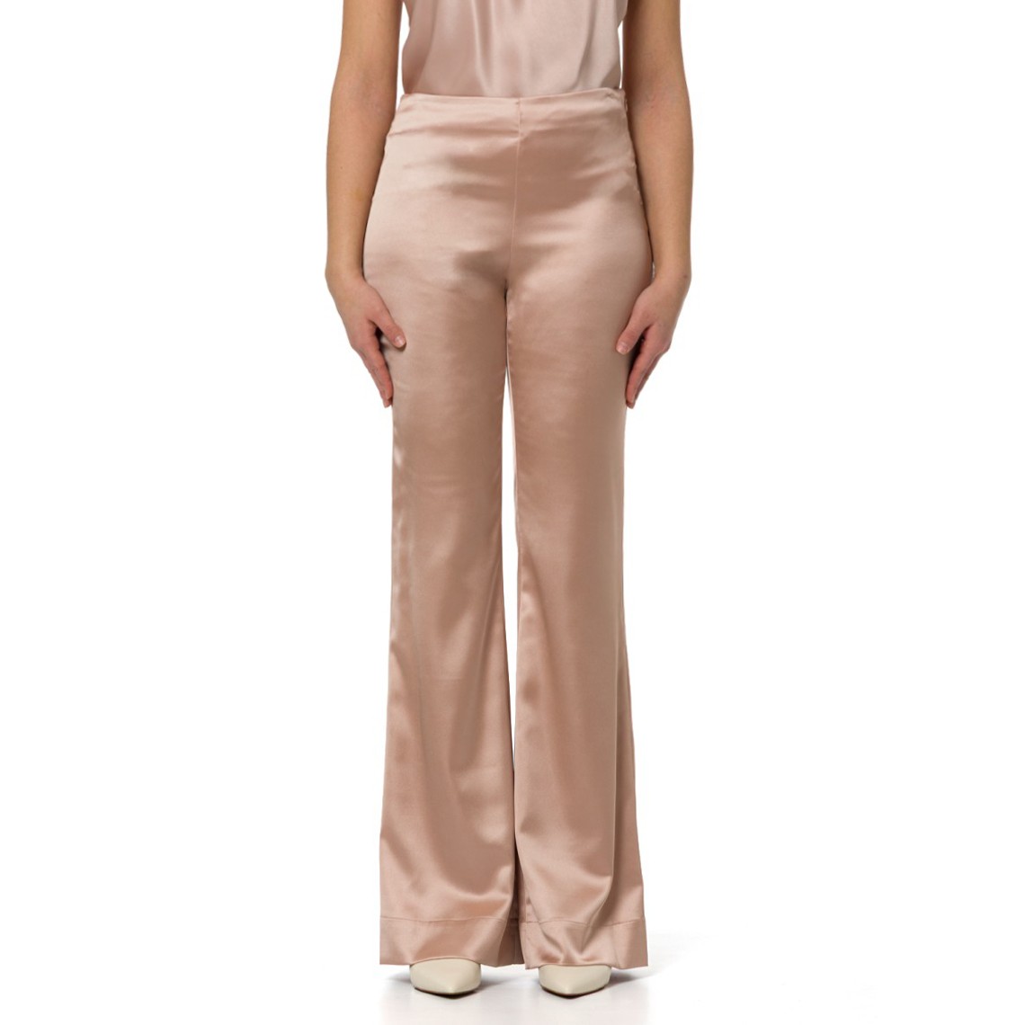 Pantaloni Pinolo svasati in satin Pinko