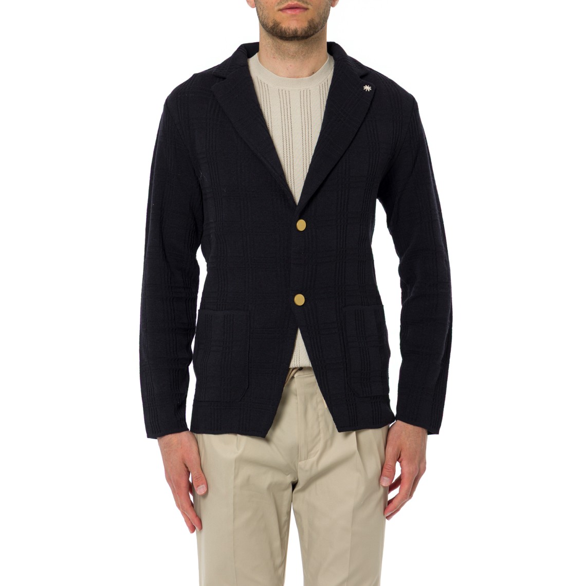Blazer monopetto Manuel Ritz in misto cotone check