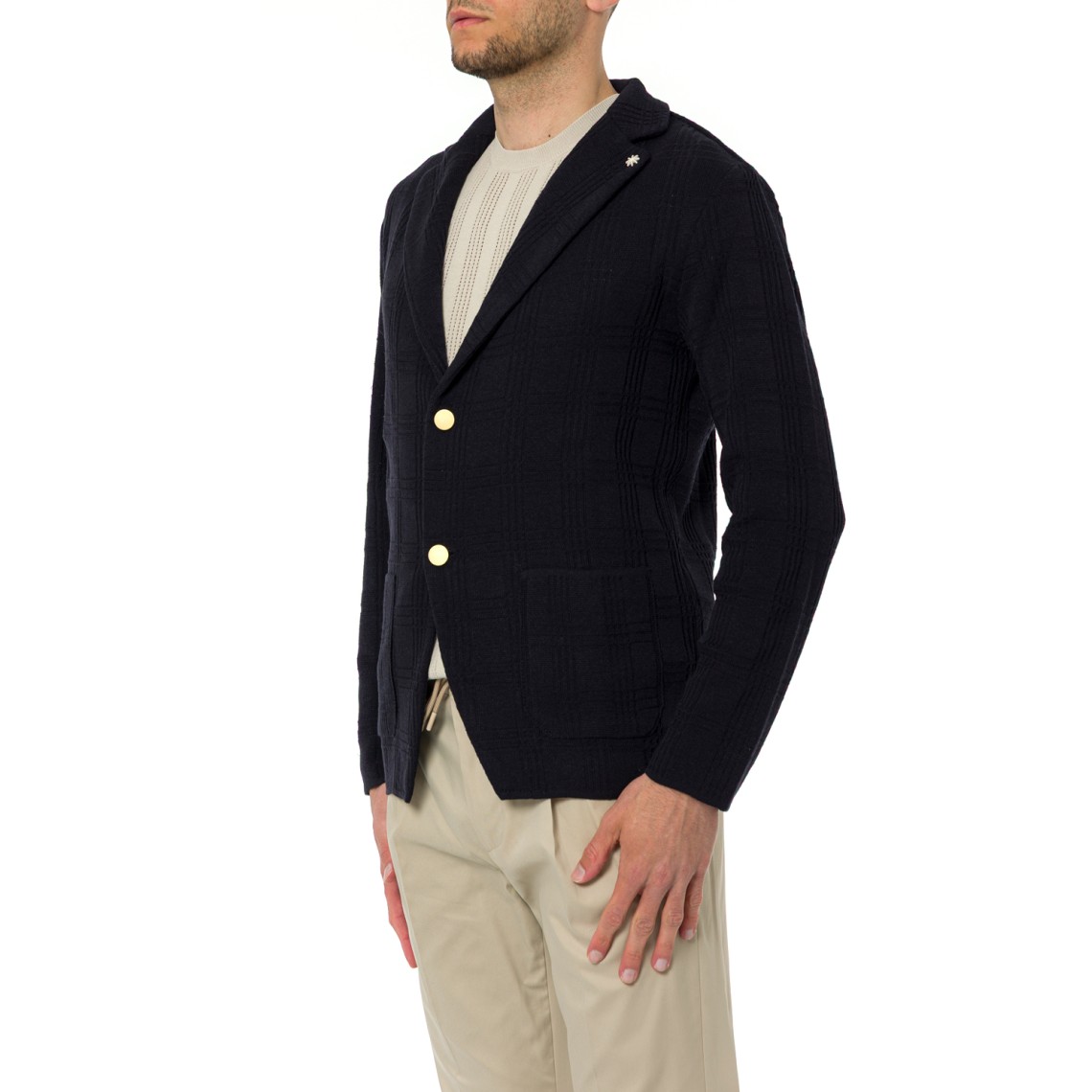 Blazer monopetto Manuel Ritz in misto cotone check