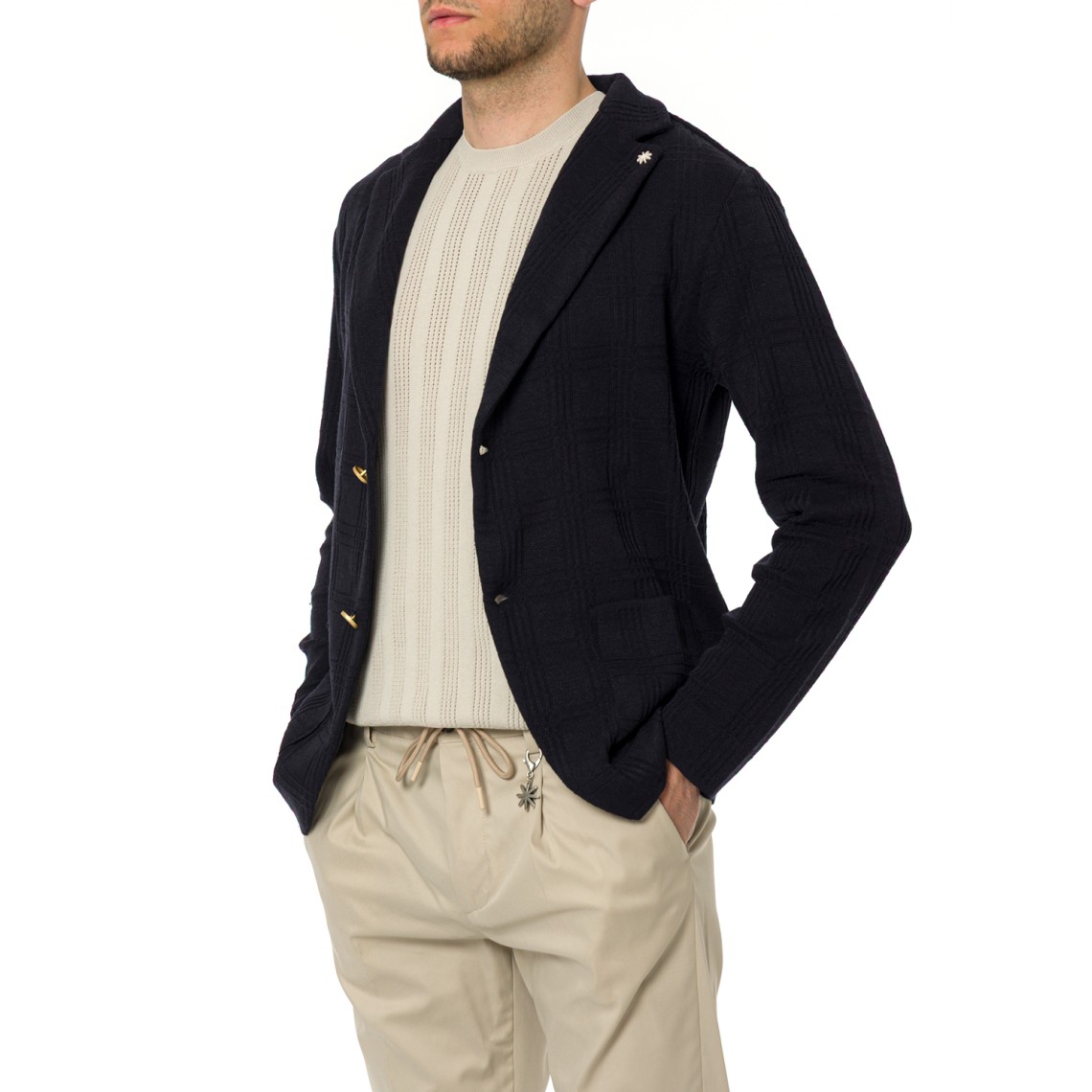 Blazer monopetto Manuel Ritz in misto cotone check