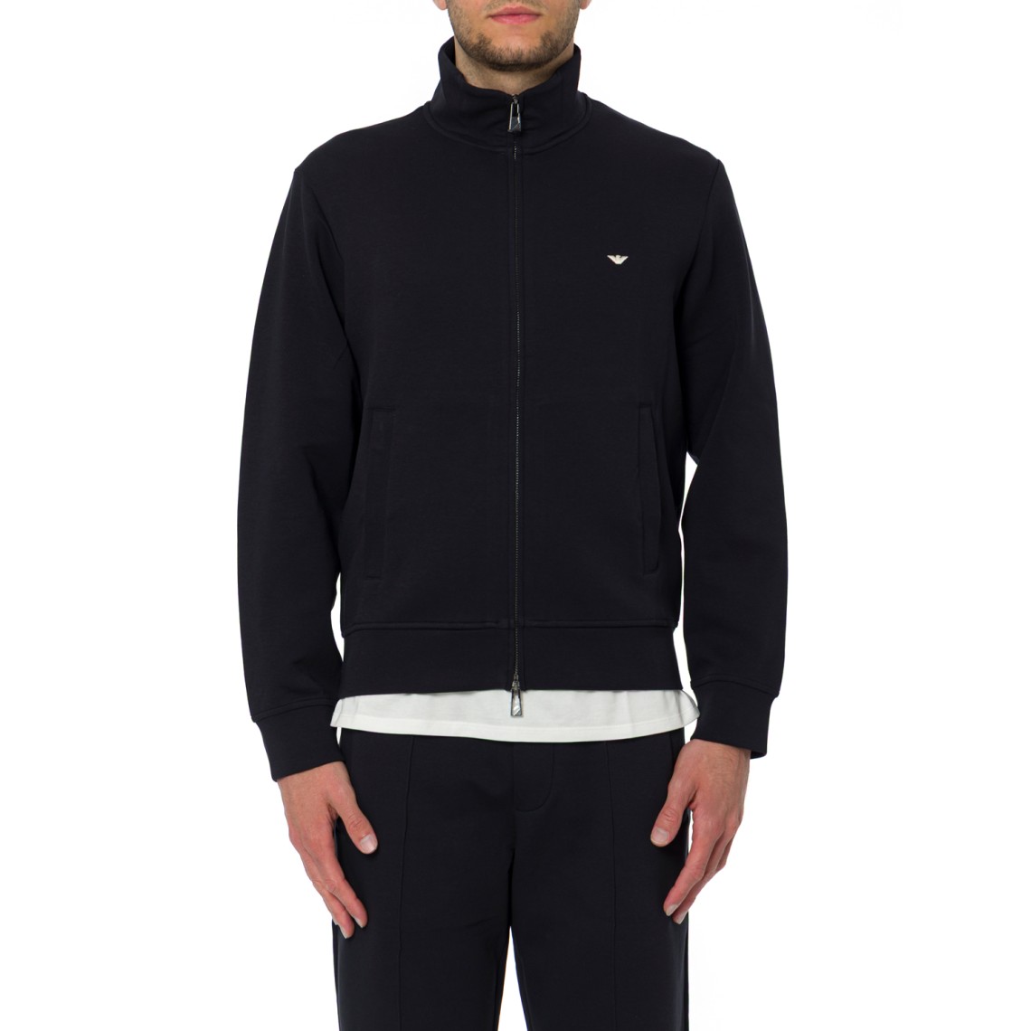 Felpa con zip Emporio Armani in misto cotone