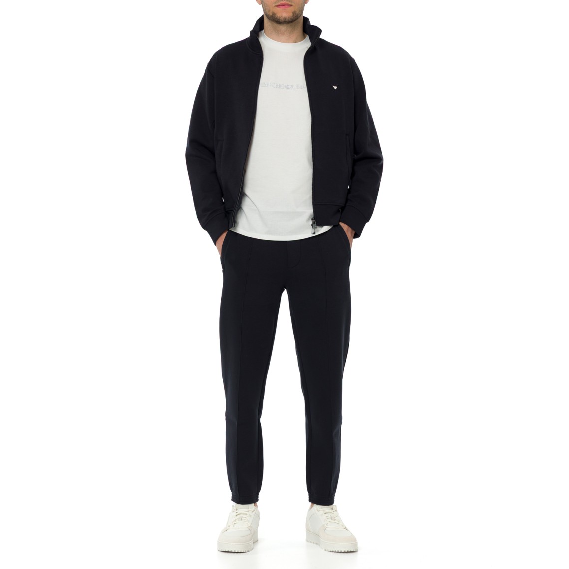 Felpa con zip Emporio Armani in misto cotone