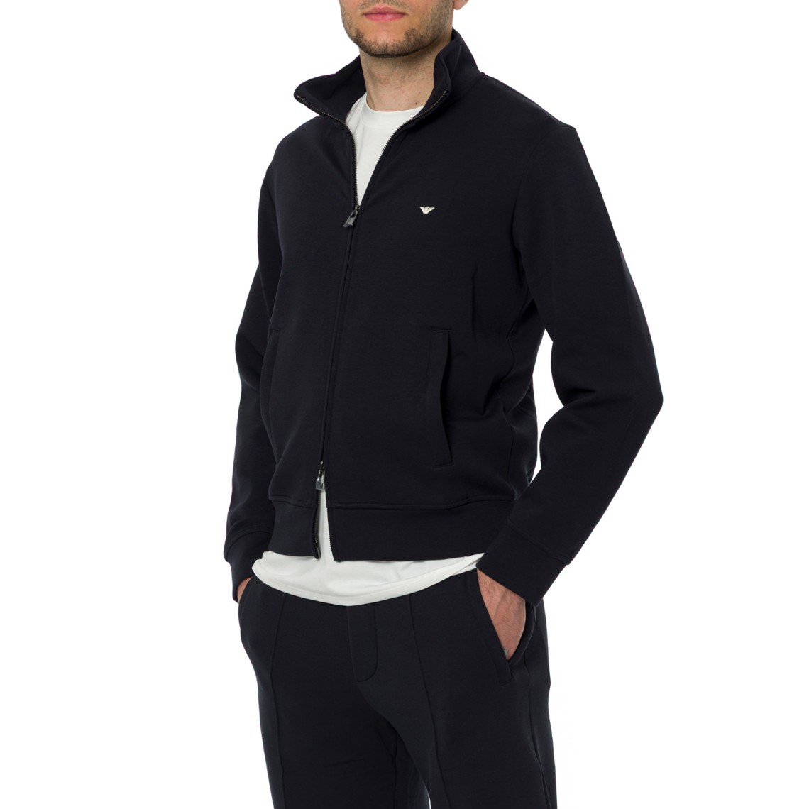 Felpa con zip Emporio Armani in misto cotone