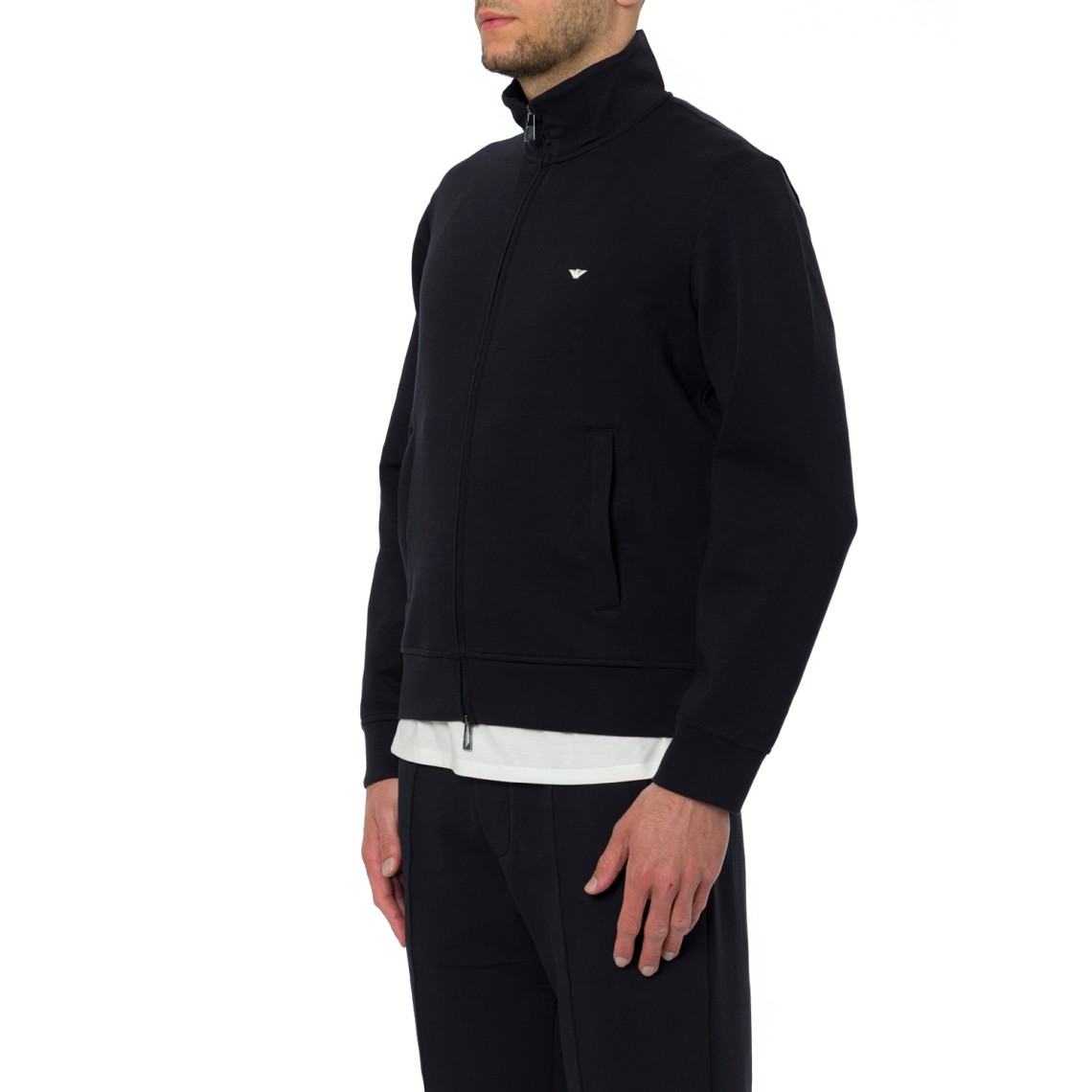 Felpa con zip Emporio Armani in misto cotone