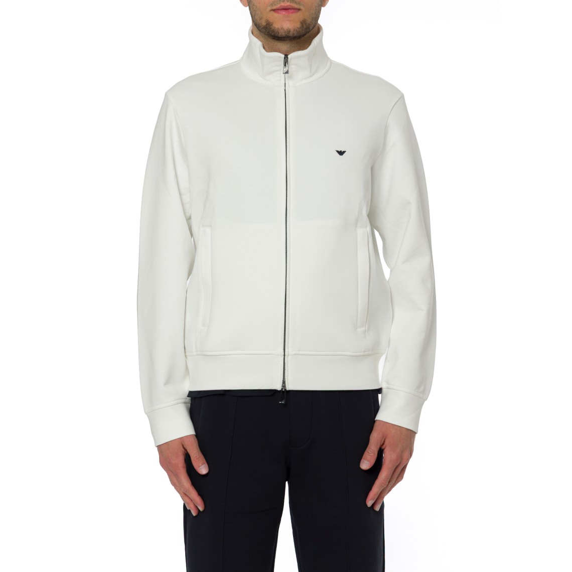 Felpa con zip Emporio Armani in misto cotone