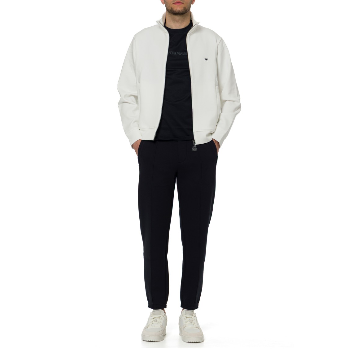 Felpa con zip Emporio Armani in misto cotone