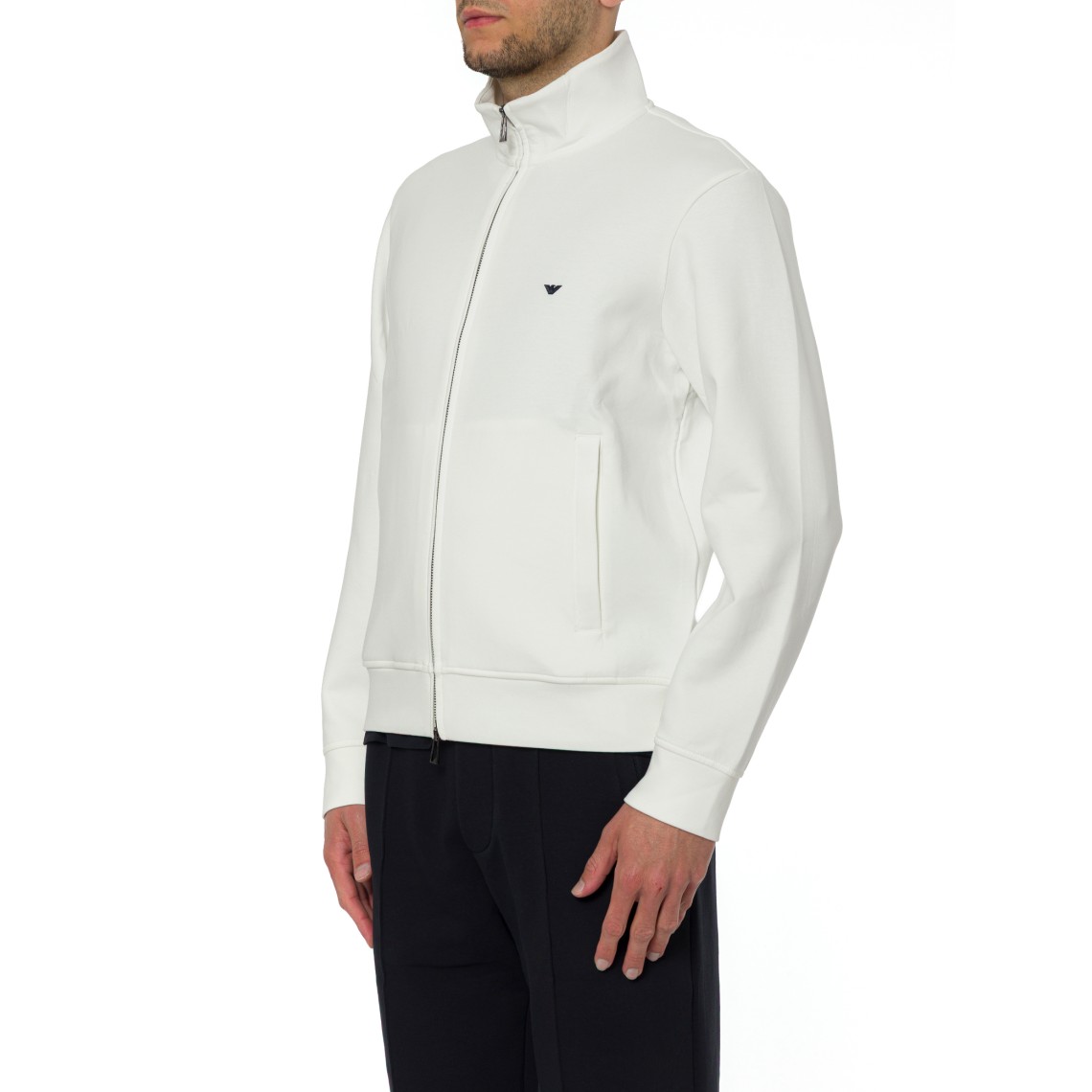 Felpa con zip Emporio Armani in misto cotone