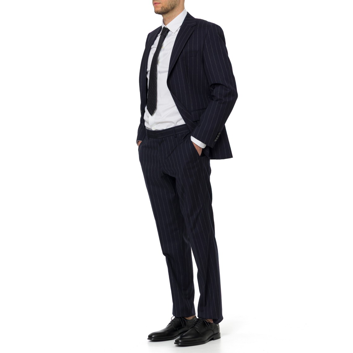 Abito monopetto Boss in lana vergine con motivo gessato