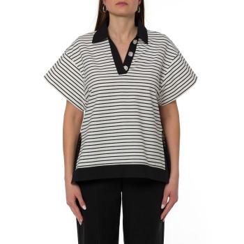 Polo a righe con bottoni gioiello Liu Jo