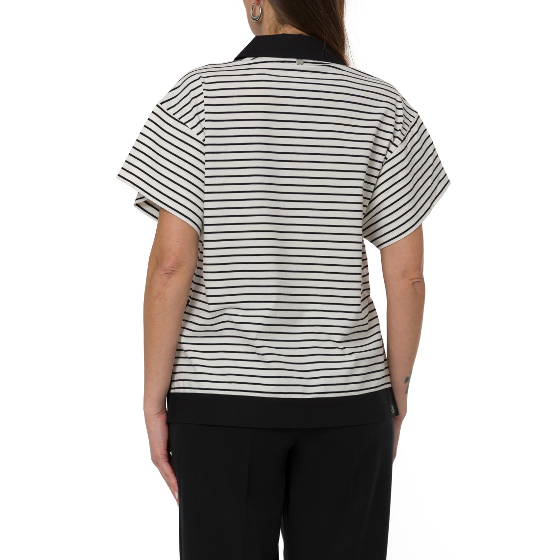 Polo a righe con bottoni gioiello Liu Jo