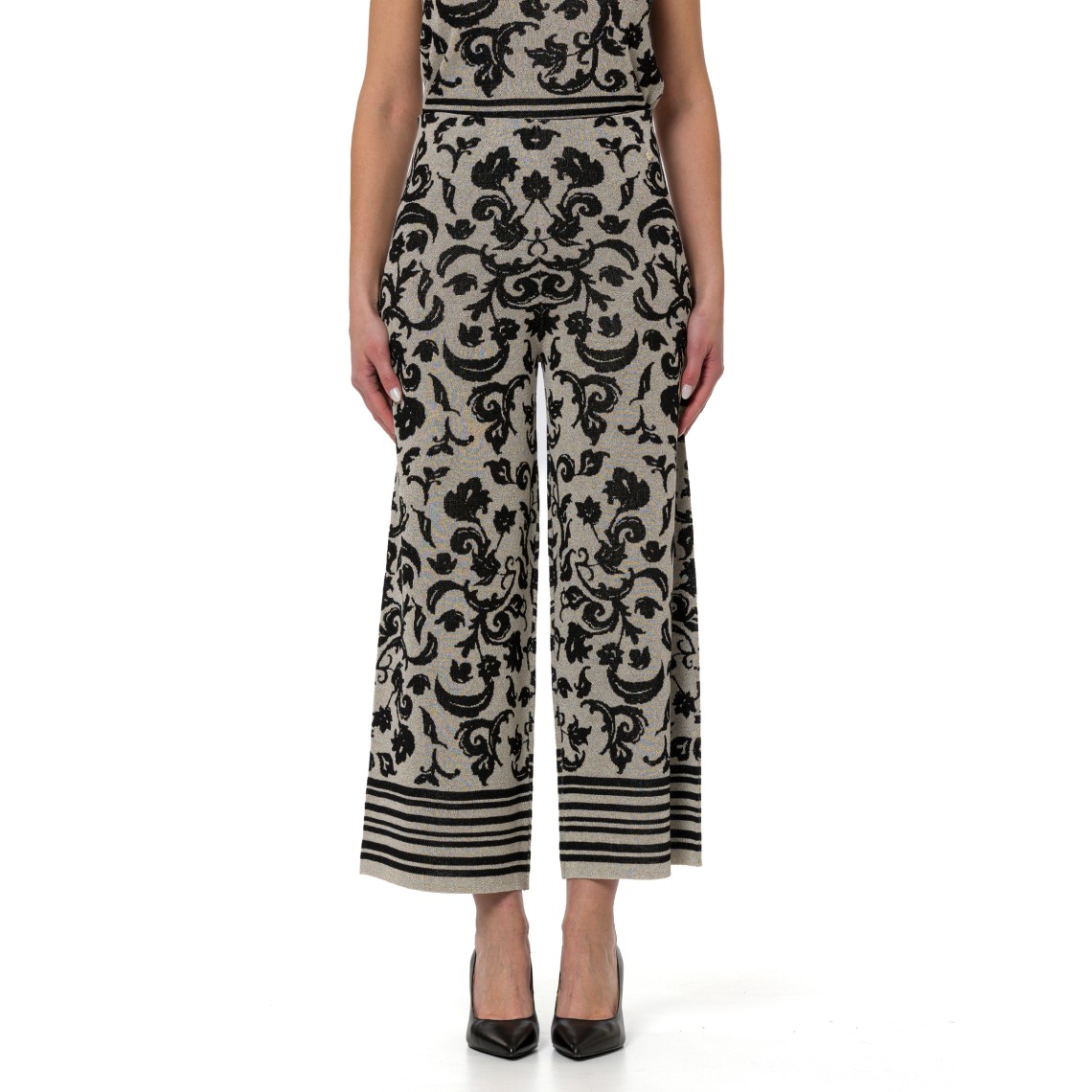 Pantaloni wide-leg cropped con lurex Liu Jo