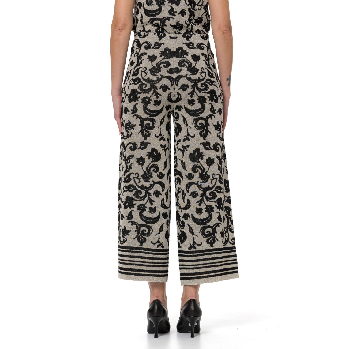 Pantaloni wide-leg cropped con lurex Liu Jo