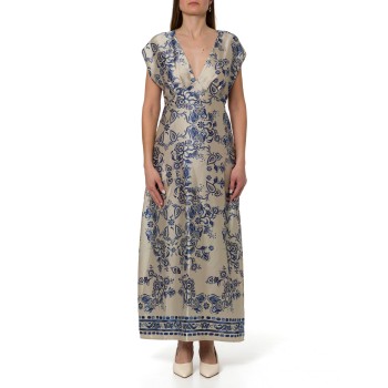 Abito midi in raso con stampa Liu Jo