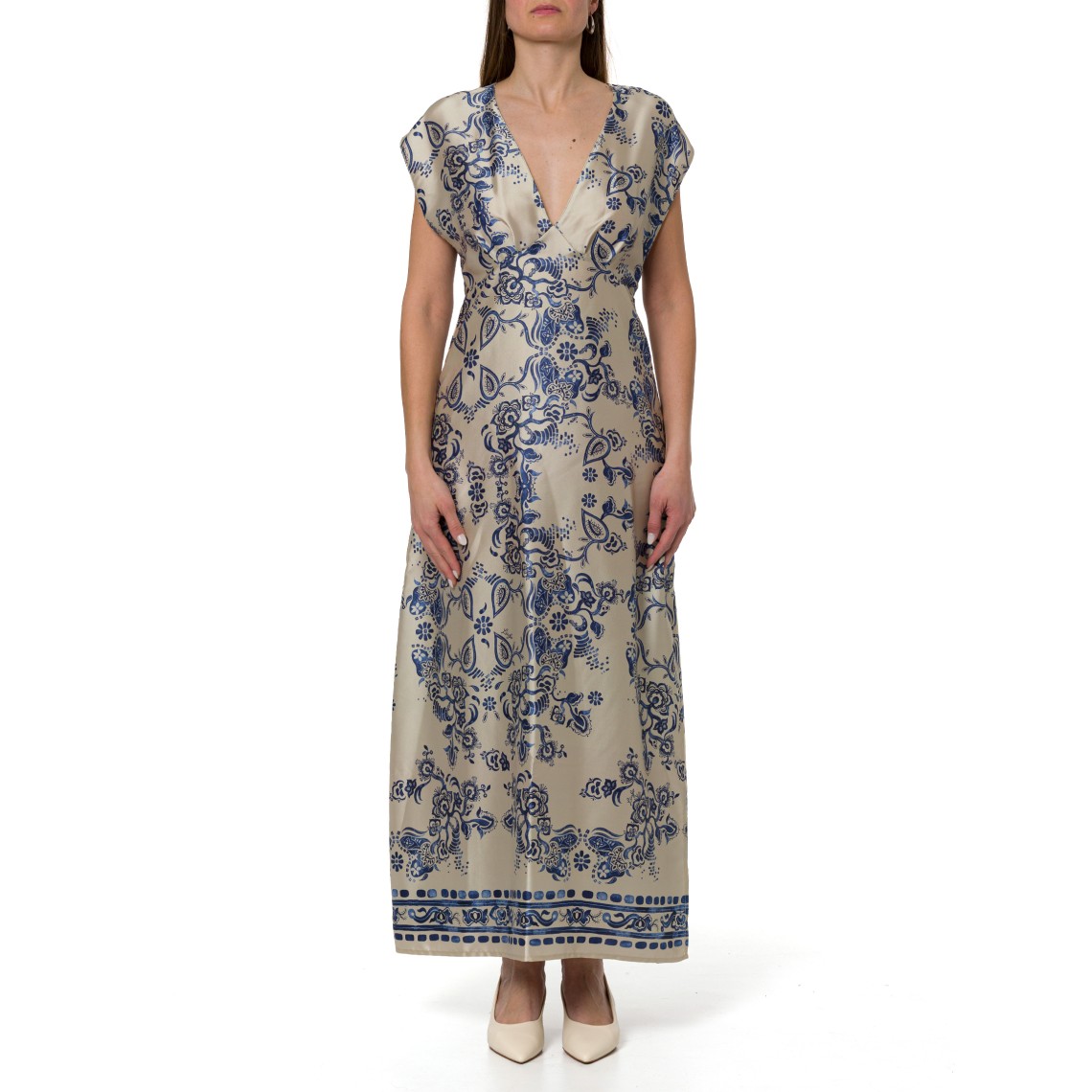 Abito midi in raso con stampa Liu Jo