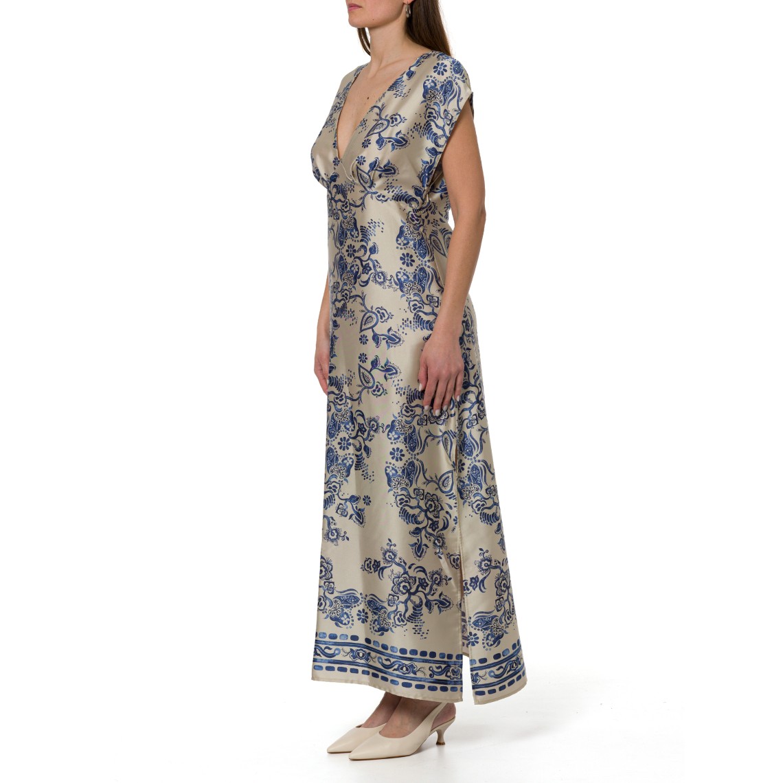 Abito midi in raso con stampa Liu Jo