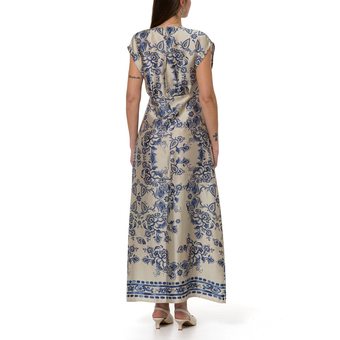 Abito midi in raso con stampa Liu Jo