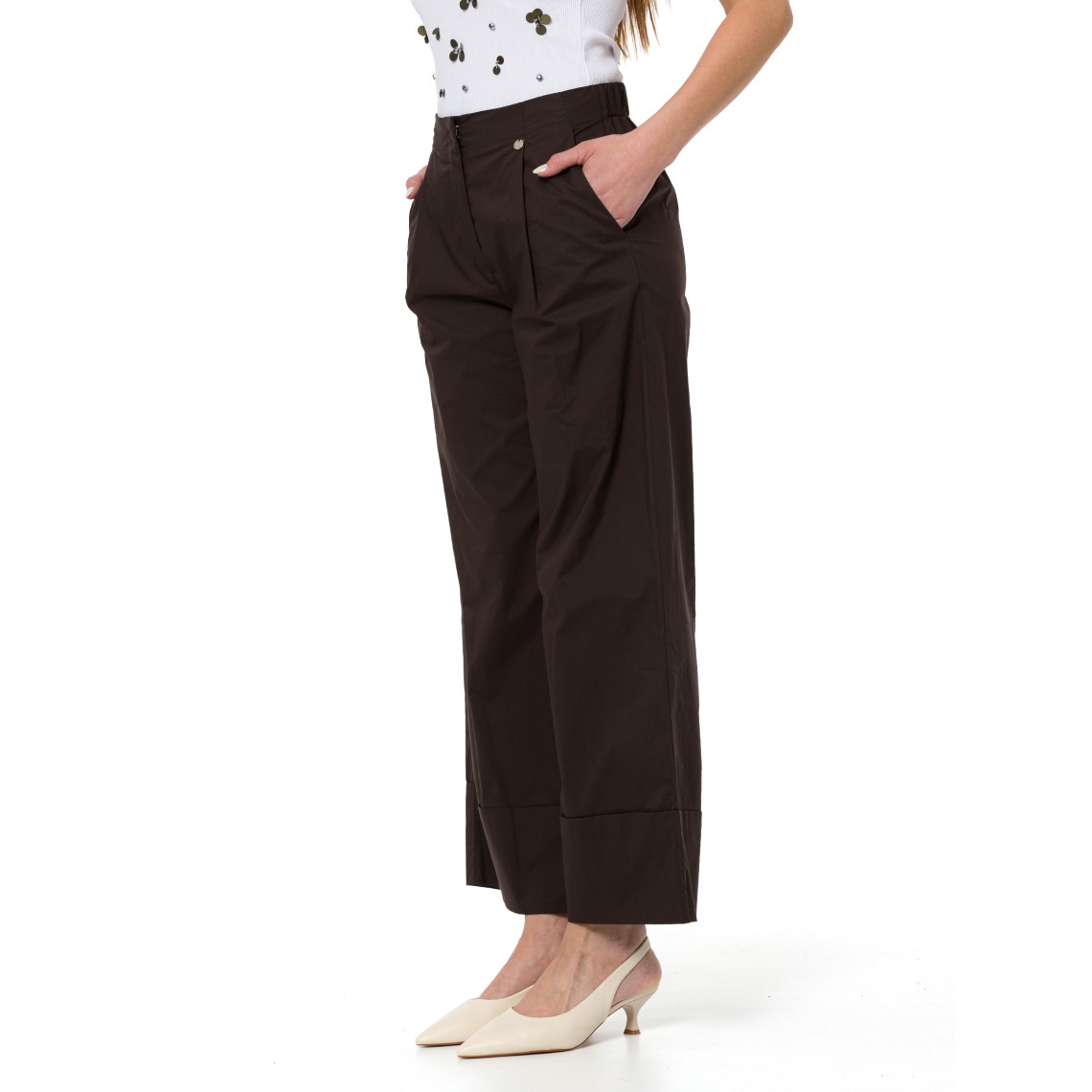 Pantaloni flare in popeline Liu Jo
