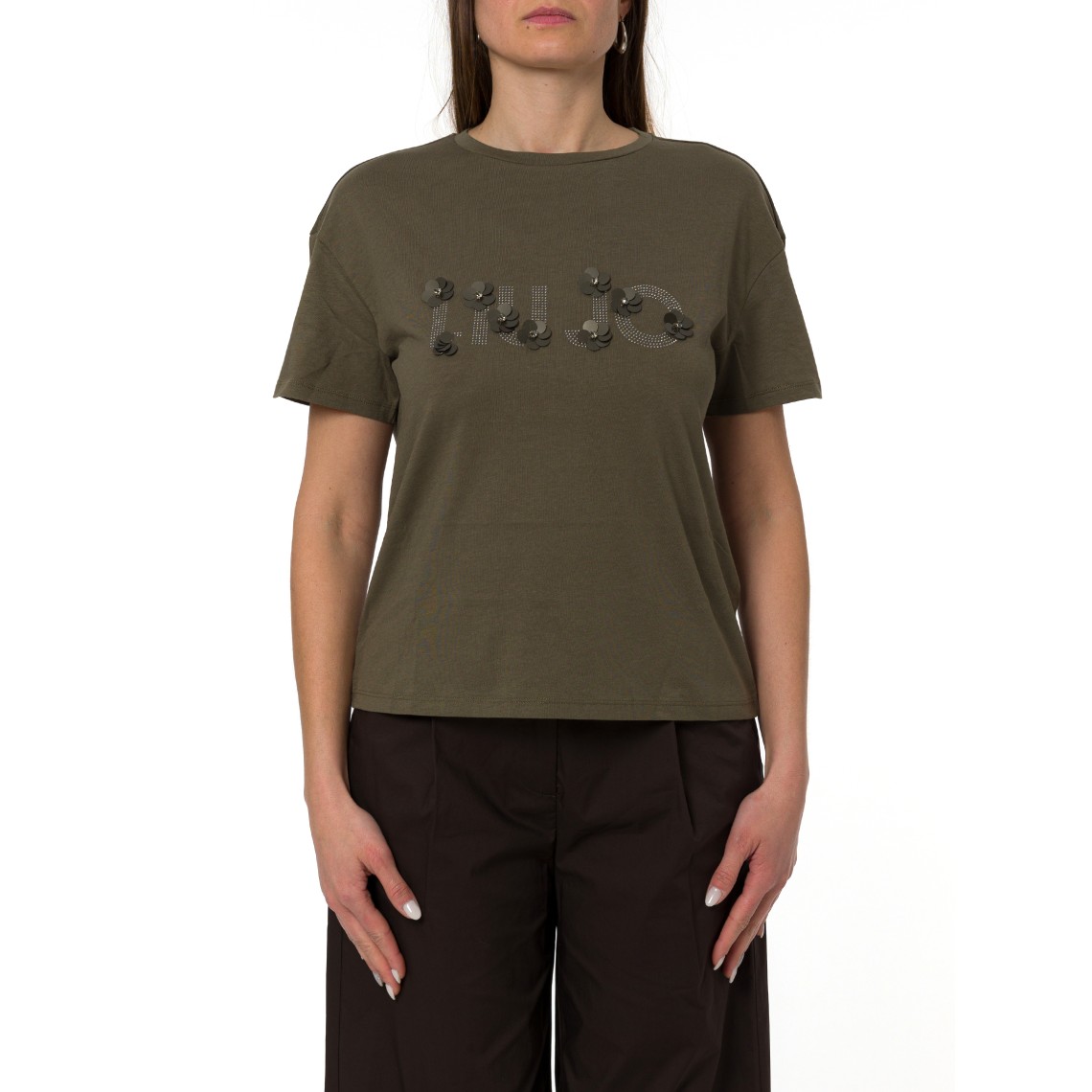 T-shirt con applicazioni gioiello Liu Jo