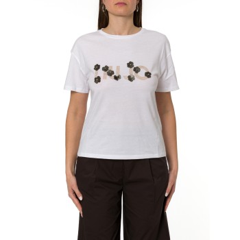 T-shirt con applicazioni gioiello Liu Jo