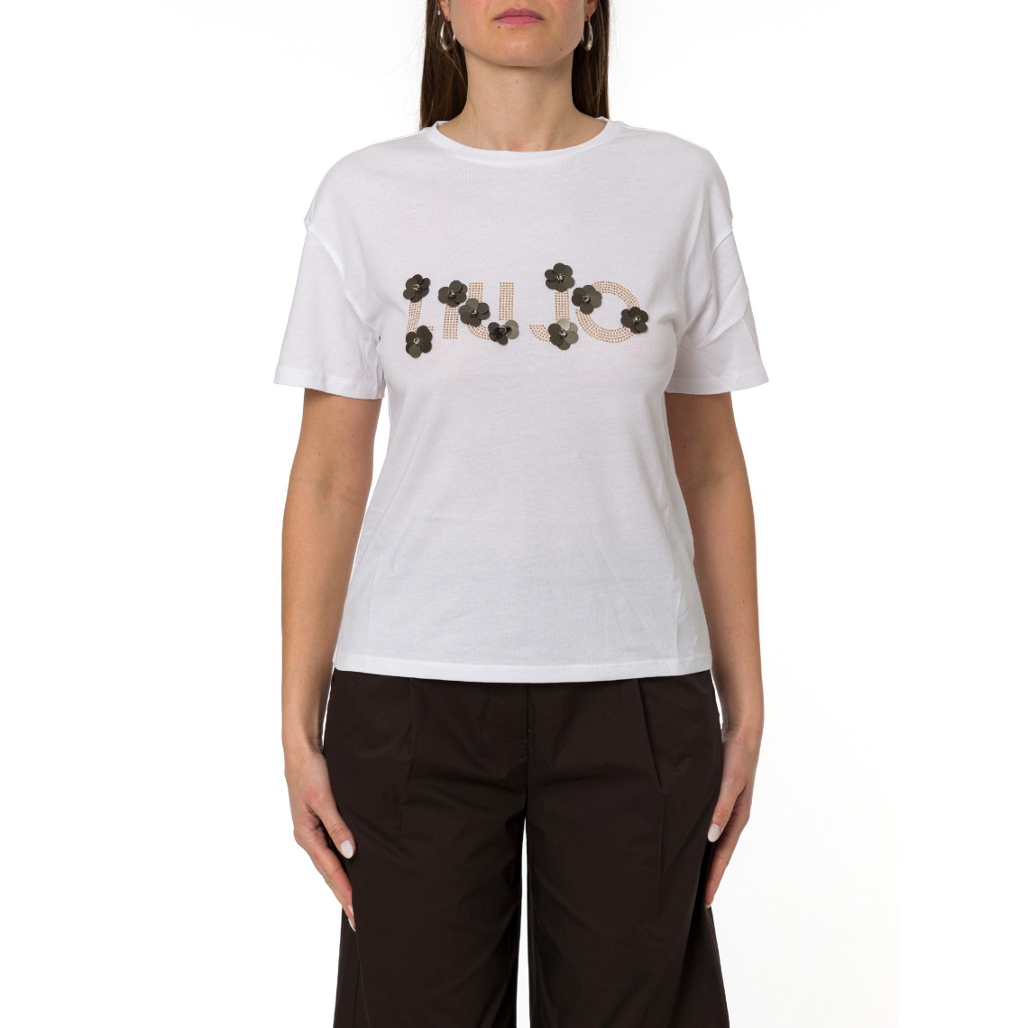 T-shirt con applicazioni gioiello Liu Jo