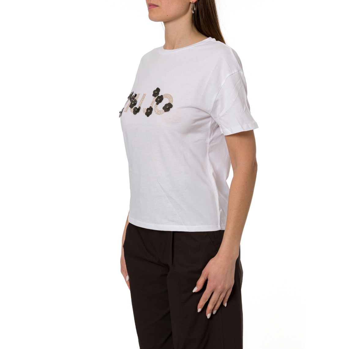 T-shirt con applicazioni gioiello Liu Jo