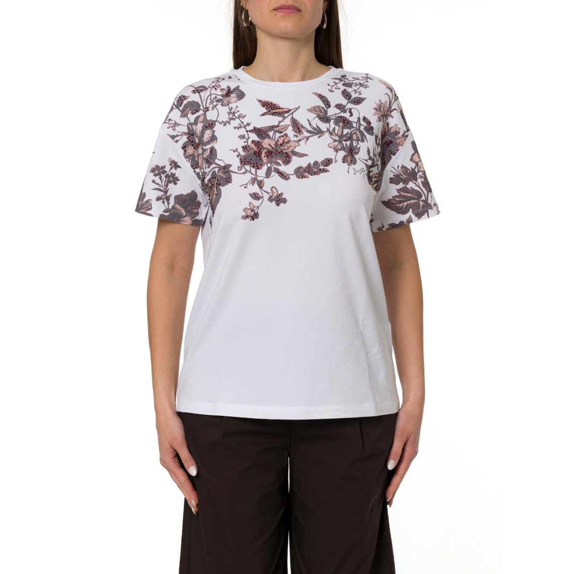 T-shirt con stampa e ricami Liu Jo